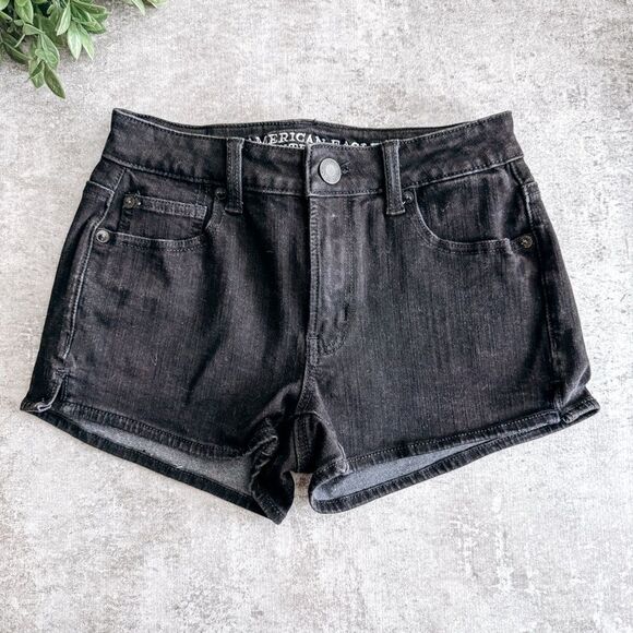American Eagle Black 360 Super Stretch High Rise Shortie Size 0 - Picture 1 of 5